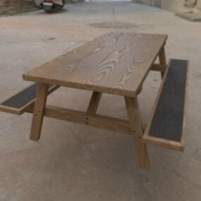ベンチテーブル木製素材3Dモデル