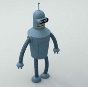 Modelo 3d de personaje de robot de dibujos animados divertido