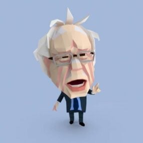 Karakter Kartun Bernie Sanders Rigged Model 3d