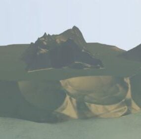 3д модель горного ландшафта с текстурой травы