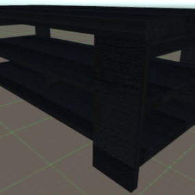 Černý stůl Dřevěný 3D model