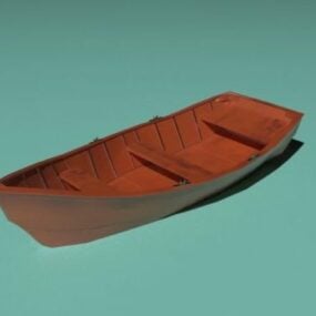 Barco de madera en el río modelo 3d