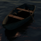 Träbåt i havet
