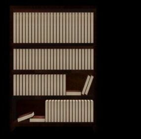 Βιβλιοθήκη με στοίβα βιβλίων τρισδιάστατο μοντέλο