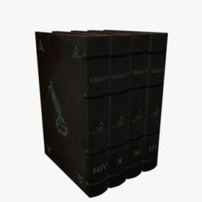 Vintage Books Stack 3d-model