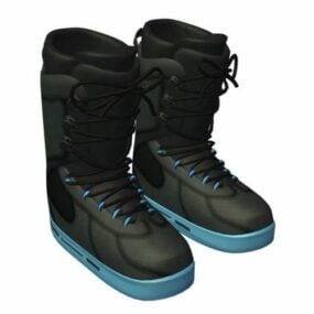 Black Leather Boots 3d model