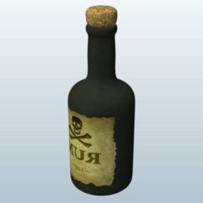 Mô hình chai rượu Rum 3d