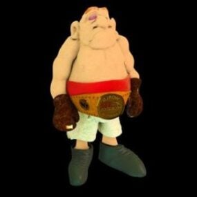 Modelo 3d de personagem de desenho animado de estátua de boxeador