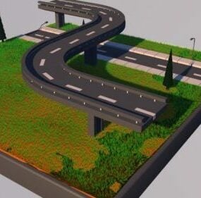 Trafik Kavisli Köprü 3d modeli
