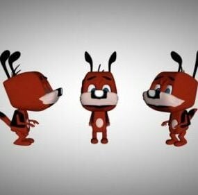 Χαριτωμένο κόκκινο σκυλί κινουμένων σχεδίων χαρακτήρων τρισδιάστατο μοντέλο