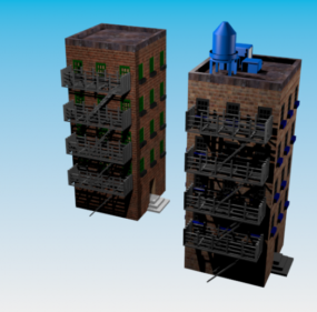 Modelo 3d de edifícios de apartamentos antigos