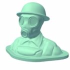 Bust Of Ww2 Soldier With Gas Mask
