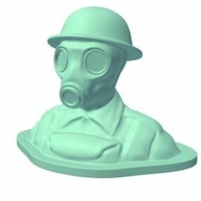Busta vojáka 2. světové války s plynovou maskou 3D model
