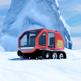 Car In Snow Scene 3d model