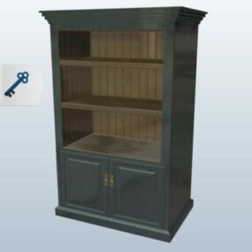 Empty Wood Cabinet Bookcase 3d model