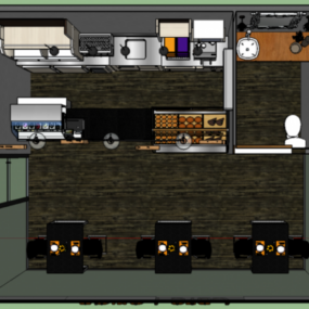 Modelo 3d do interior do restaurante café