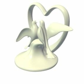 Cake Topper Herz mit Vogelpaar 3D-Modell