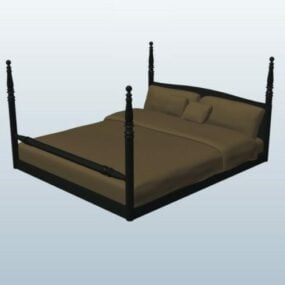 King Size Bed With Sheets 3d model