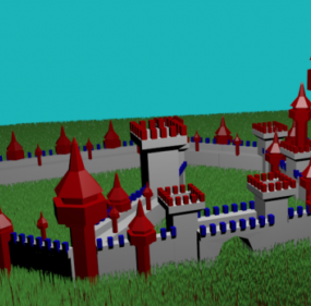 Tecknad Castle Lowpoly Formad 3d-modell