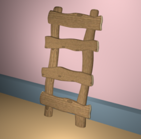 Sarjakuva Wood Ladder Short Stair 3D-malli