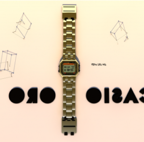 דגם Casio Watch זהב צמיד תלת מימד