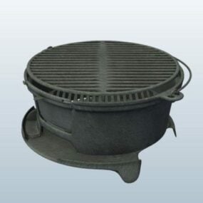 Modelo 3d de churrasqueira de ferro ao ar livre