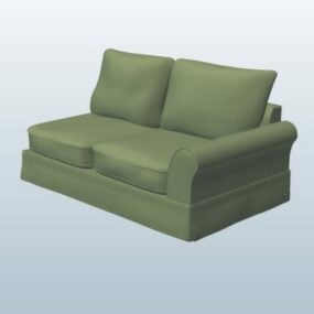 Casual Love Seat Green Fabric 3d model