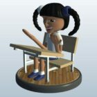 Personaje infantil en el escritorio