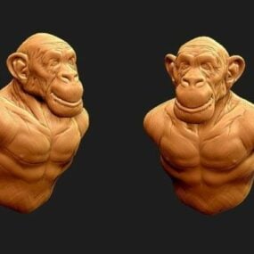 Chimpanzee Head Sculpture 3d model