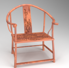 نموذج كرسي الخشب الصيني التقليدي ثلاثي الأبعاد