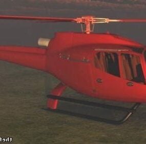 Red Chopper Helicopter 3d model
