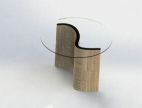 דגם שולחן עגול עיגול זכוכית תלת מימד