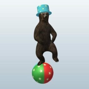 Circus Bear Standing On Ball 3d model