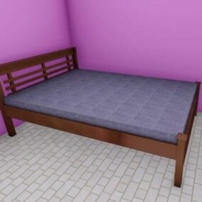 Asian Classic Wood Bed 3d model