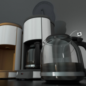 Kahvinkeitin kanssa Rigged 3d-malli