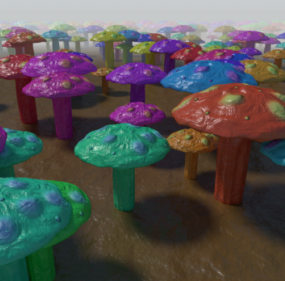 Färgglada svampar V1 3d-modell