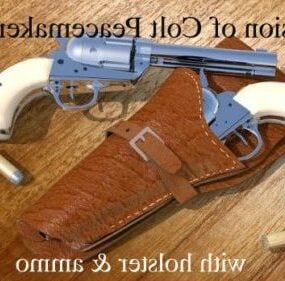 Pistola Colt con estuche de cuero modelo 3d
