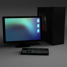 Retro Computer Set, 1990s Pc 3d model