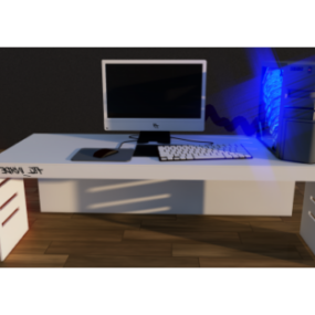 Desktop del computer sulla scrivania modello 3d