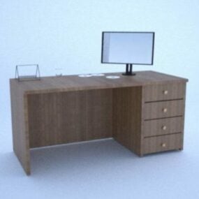 Computer Table With Monitor 3d model