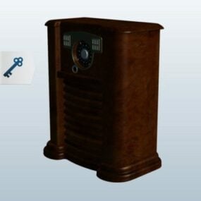 Vintage Wood Console Radio 3d model