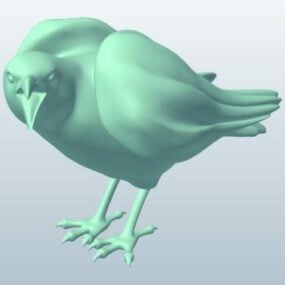 Krähe Lowpoly Vogel-3D-Modell