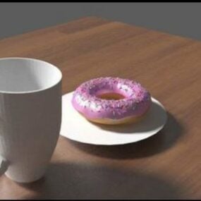 Cup And Donuts Food 3d model