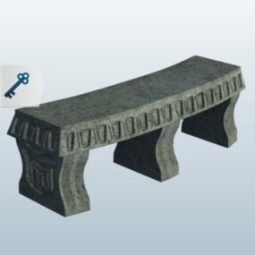 Curved Bench Stone Material 3d model