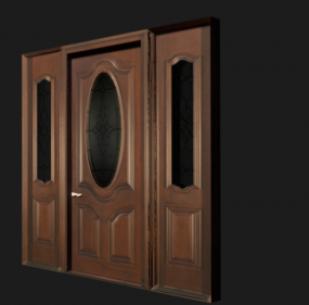 Puerta de entrada de madera modelo 3d