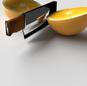 Coltello a sciabola con frutta arancione modello 3d