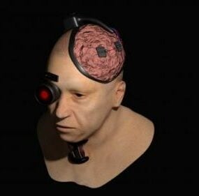 3D модель головы киборга, скульптура персонажа