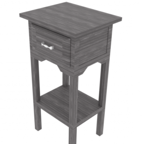 Modelo 3d de móveis de mesa de cabeceira de madeira escura