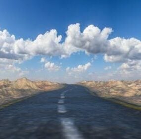 砂漠の道の風景3Dモデル