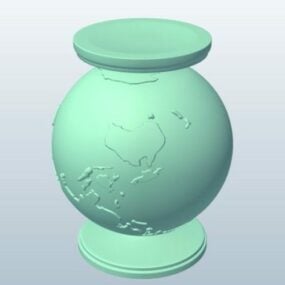 Globe terrestre sur socle V1 modèle 3D